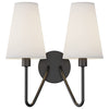 2 light wall sconces lighting fixture black wall light with white linen fabric shade