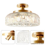3-Bulb ceiling light gold and clear light fixture aluminum and glass hallway light