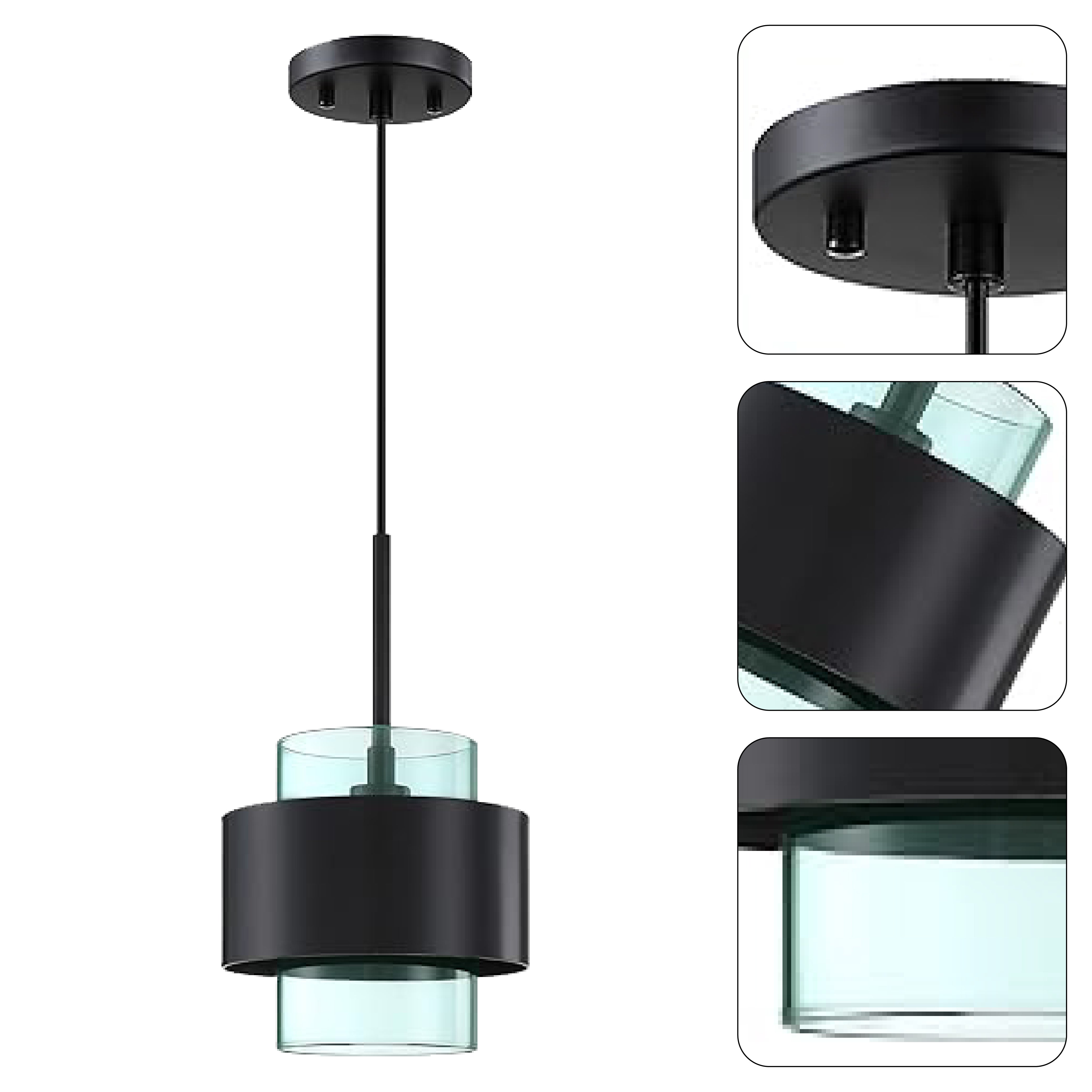 3 Pack farmhouse island lights black and green pendant light heavy duty metal and glass hanging lights