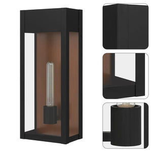 1-Light rectangular sconces lights black and clear wall light aluminium and glass mount light