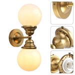 2 Lights industrial sconces light gold and cream wall lighting brass and glass wall vanity light