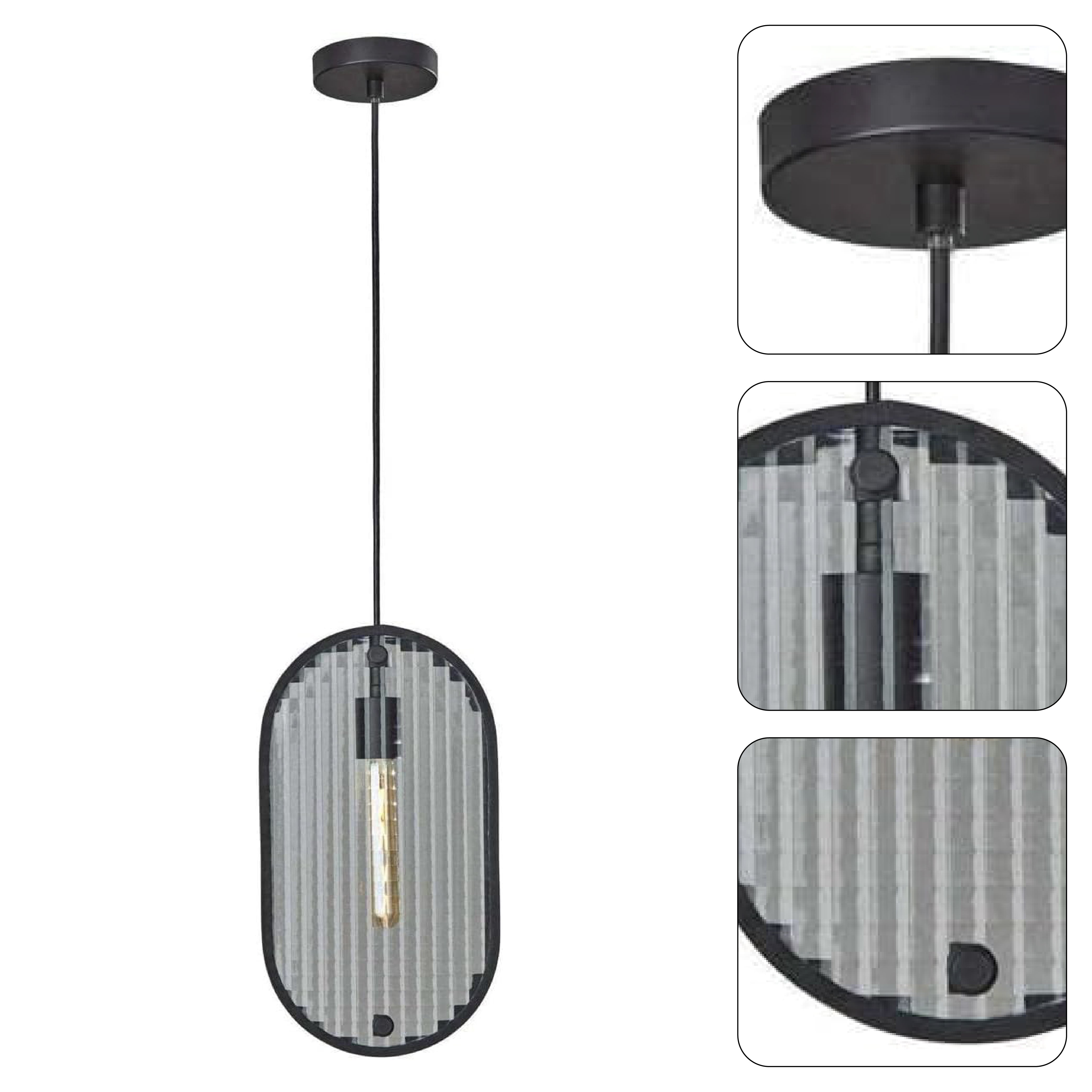 Adjustable height light fixture black pendant light glass hanging light