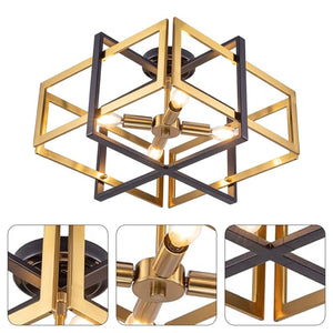 4 Lights Industrial hallway lights flush black and gold ceiling light iron dining light