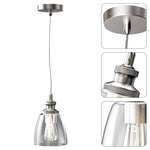 E26 base farmhouse hanging light brushed nickel pendant light steel and glass kitchen light