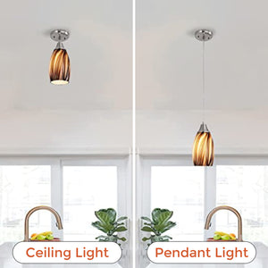 Metal bathroom pendant lights modern kitchen lighting fixtures ceiling hanging Coffee Brown glass art