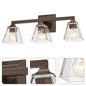 3-light industrial light fixtures light oil-rubbed bronze and clear wall light iron and glass vanity lights for mirror