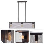 Satin black hanging light metal island lights mesh shade pendant lights