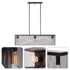 Satin black hanging light metal island lights mesh shade pendant lights