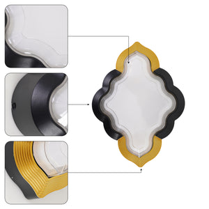 Modern LED wall light gold and black aluminum frame wall sconce with 2 layer acrylic covered shade 3000K 3D touch