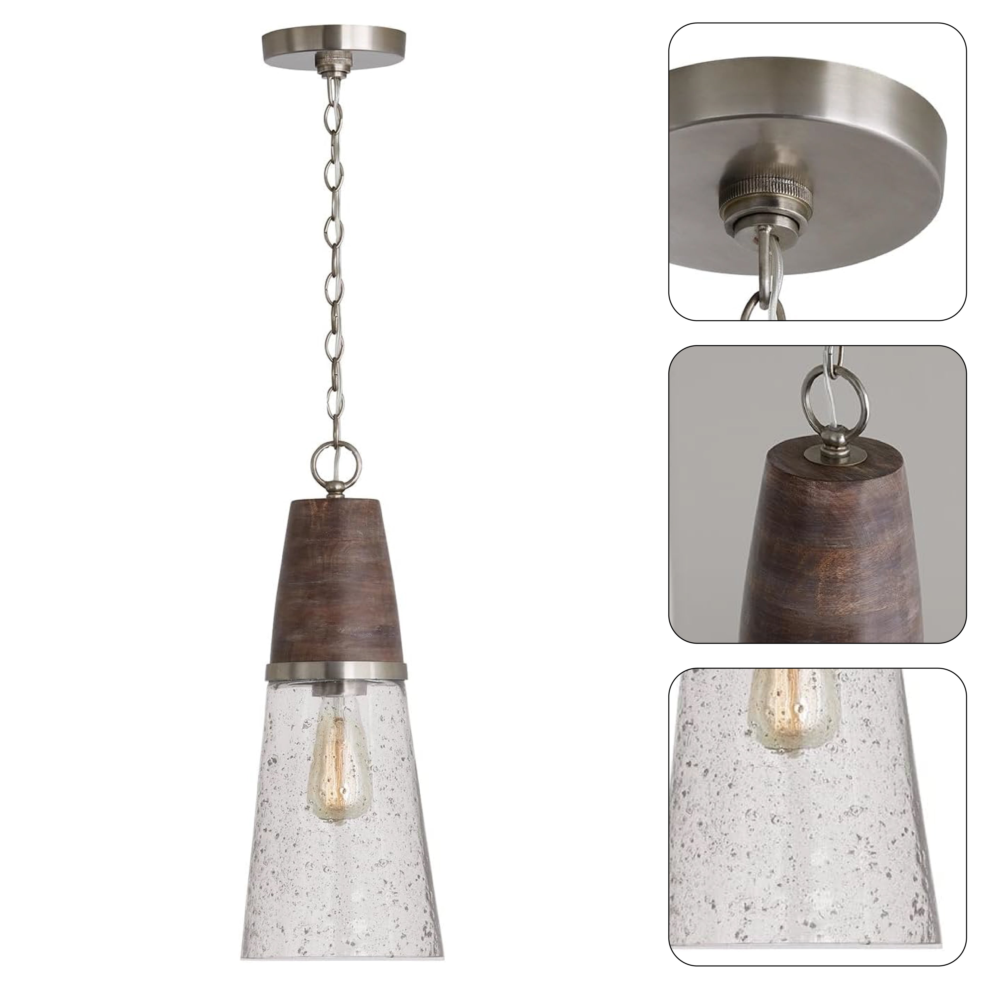 Industrial lighting fixture Black hanging light Glass pendant light