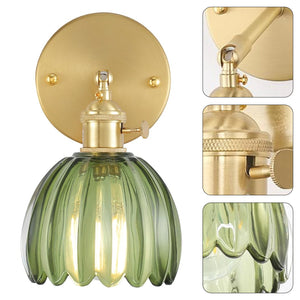 180 degree stand vintage bedroom light gold and green fixture light brass and glass wall light