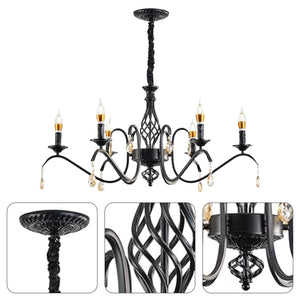 6-Light Farmhouse chandelier lighting Black kitchen light Metal entryway light