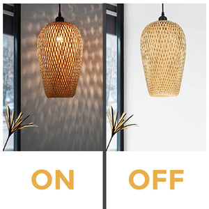 Natural Color bamboo chandelier 1 Light rattan hanging light Boho dome light fixtures