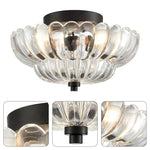 3-light fixture hallway light black and clear mount flush light metal and glass ceiling light