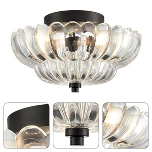 3-light fixture hallway light black and clear mount flush light metal and glass ceiling light