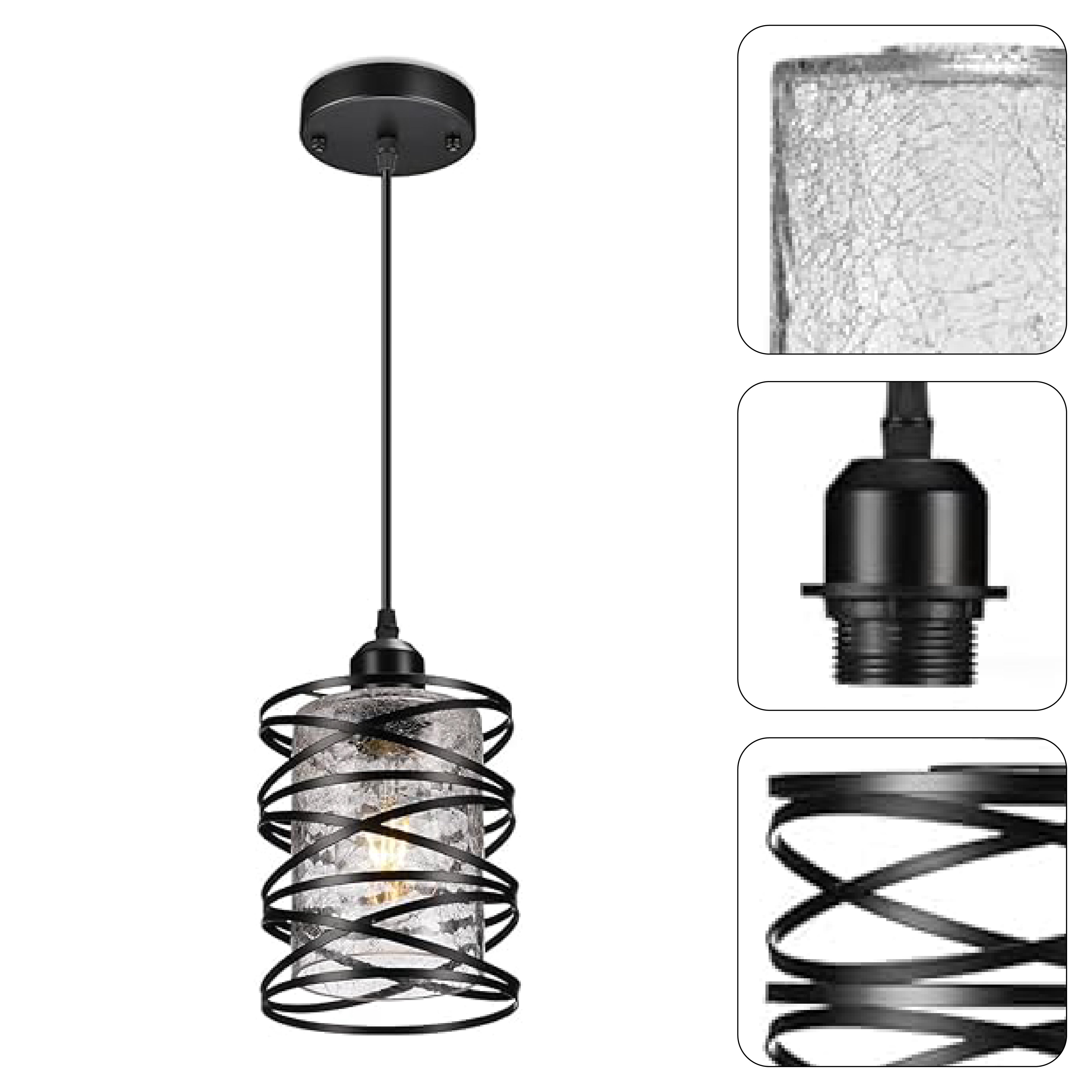 2 Pack industrial island lights black and ‎clear fixtures light glass and iron pendant lights