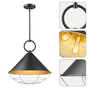 3-Light farmhouse pendant light black and gold hanging lighting steel island lights