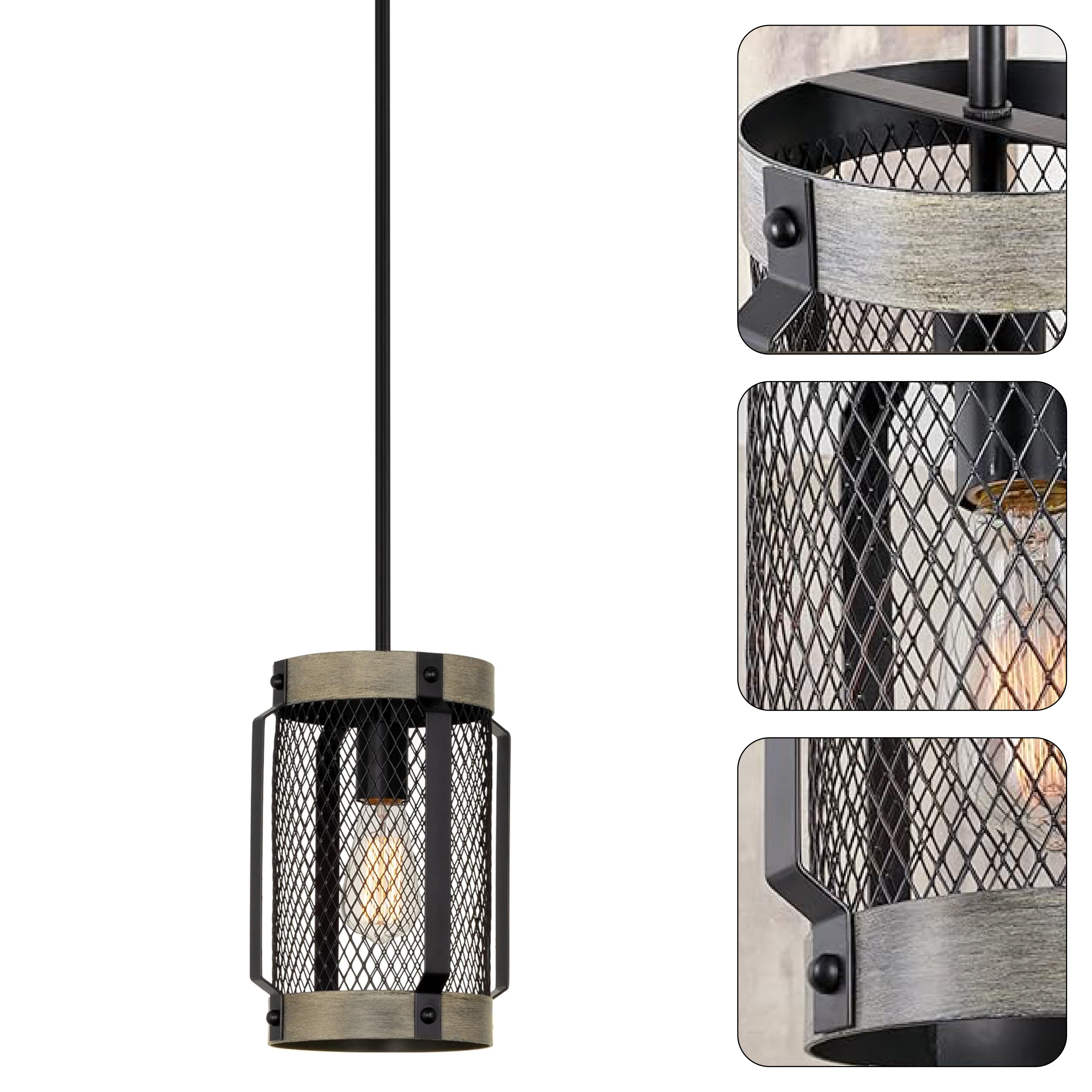 11" farmhouse pendant light black and gray hanging light iron kitchen pendant