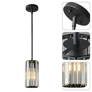 3-Pack kitchen pendant light  Black hanging lamp Crystal hanging light