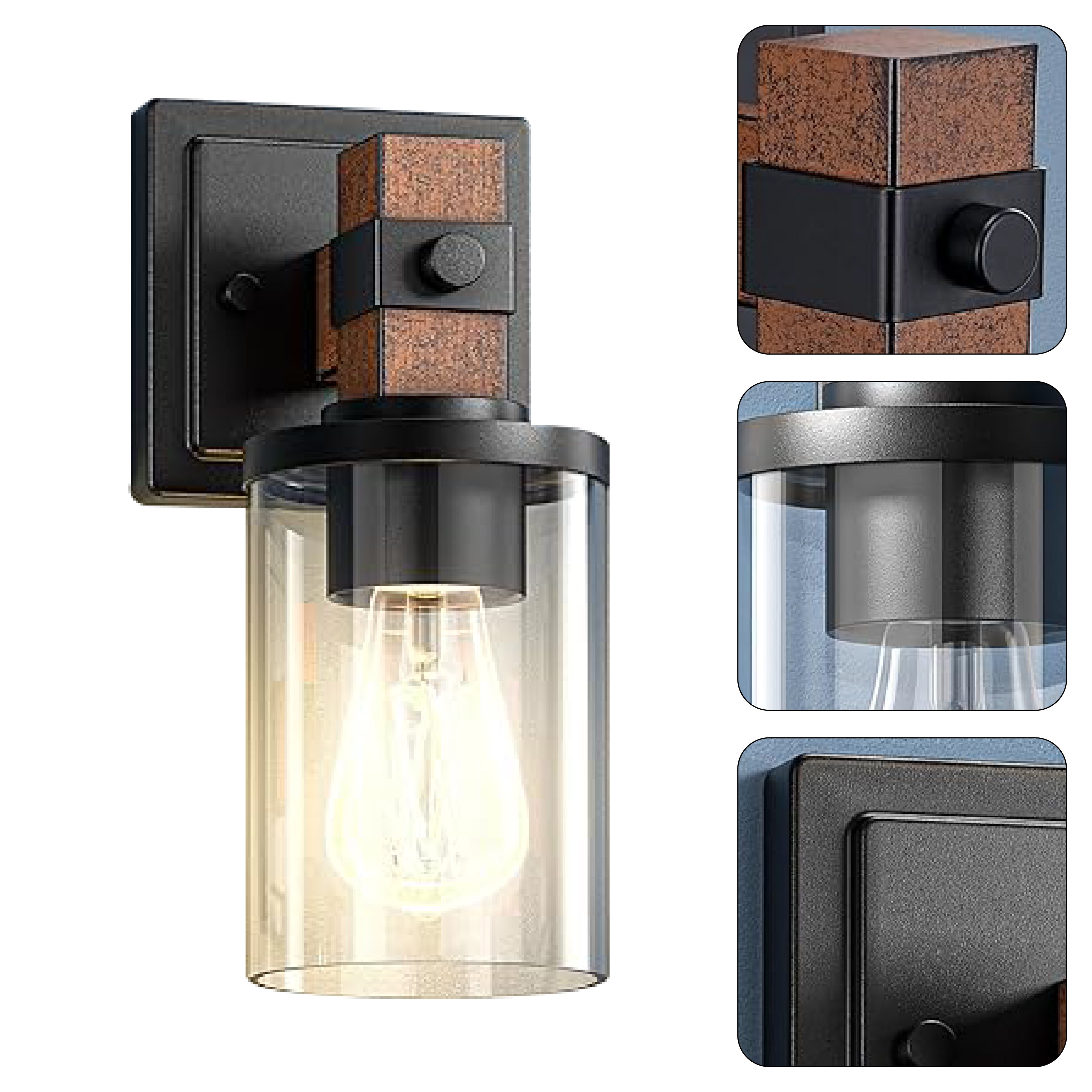 2-pack farmhouse bath lighting black and walnut vanity lamp light class and iron wall light