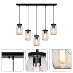 5-Light farmhouse lightning fixture black kitchen lighting glass and metal pendant lights