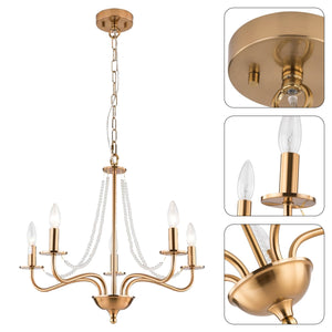 5 Light farmhouse chandelier light gold kitchen light vintage hanging pendant light fixture