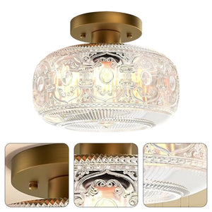 1-light vintage kitchen ceiling light gold and clear fixture light metal and glass ceiling light