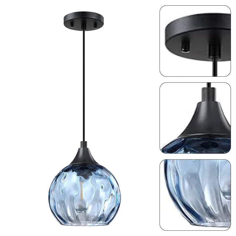 2 Pack light fixture blue glass chandeliers light Metal pendant light