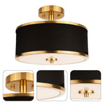 3-light ceiling lighting gold and black bedroom lights glass, metal, fabric light fixture
