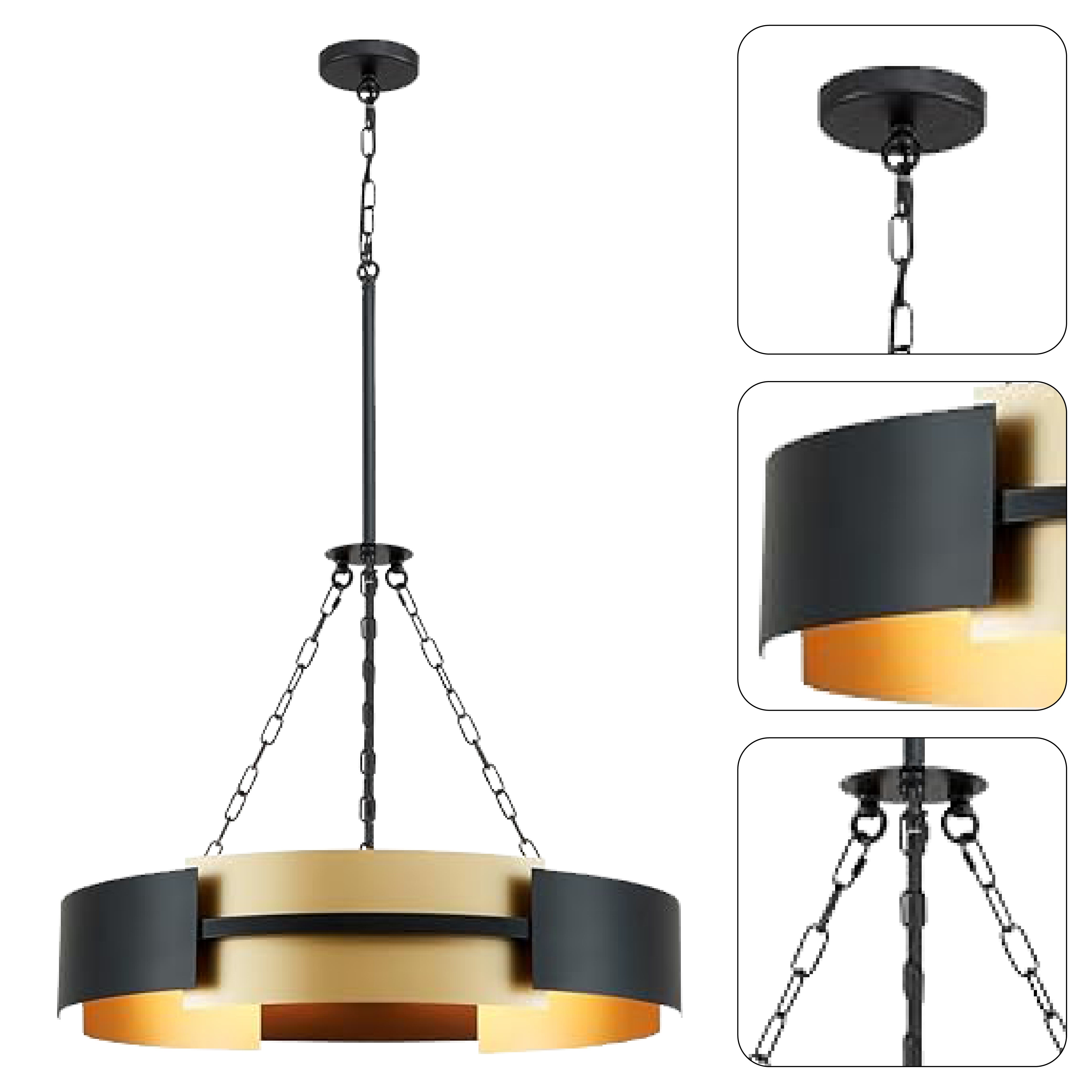 5-Light drum Industrial light fixture Black pendant lighting kitchen island hanging light