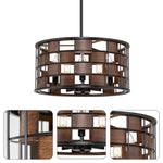 5-Light modern dining lights black and walnut hanging light iron pendant lighting