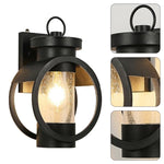 1-light industrial light fixture black and clear sconces light galvanized iron and glass wall light