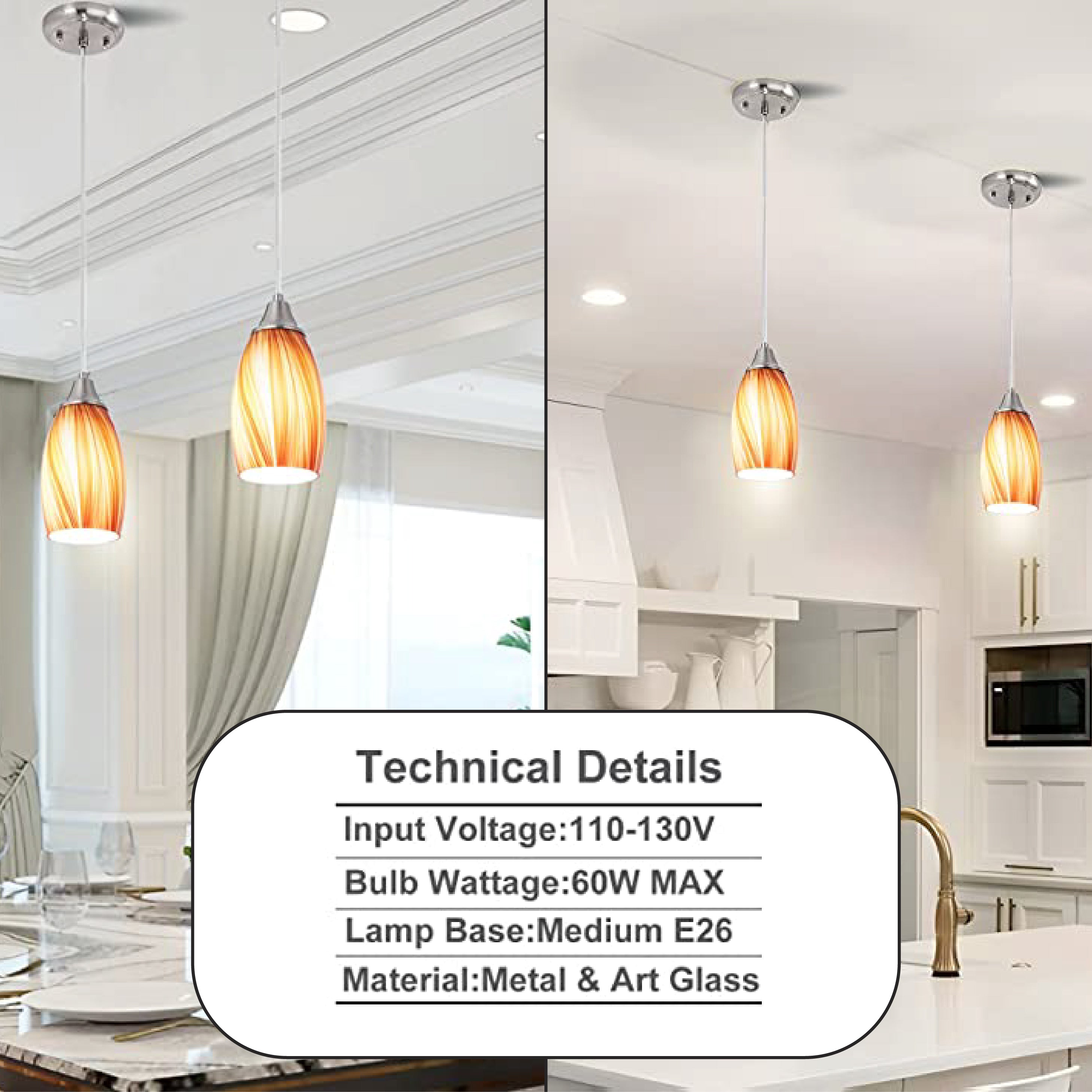 orange light pendants for kitchen island Metal sink light modern art glass shades for light fixtures