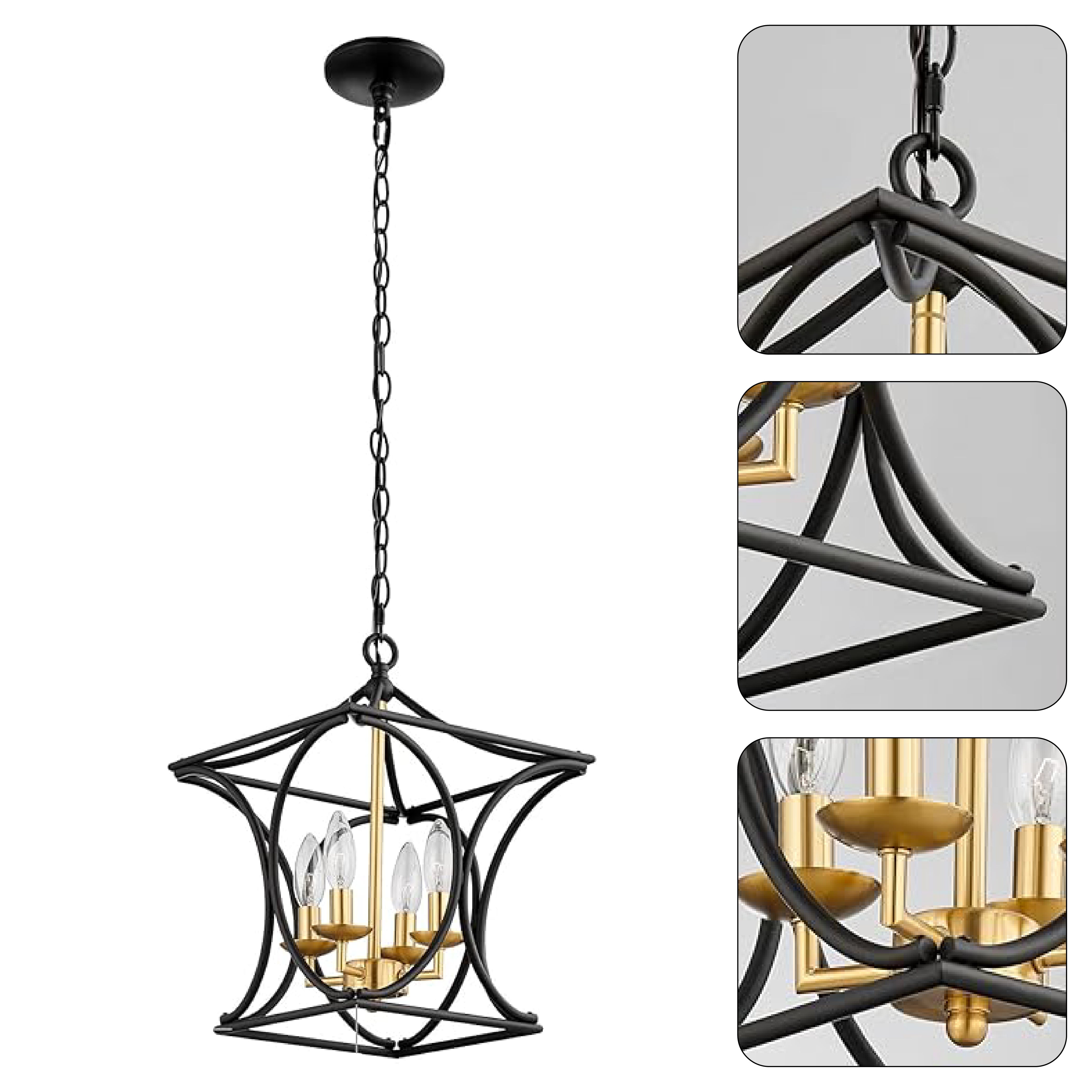 4 Light rustic kitchen lights black and gold hanging lights iron pendant lights