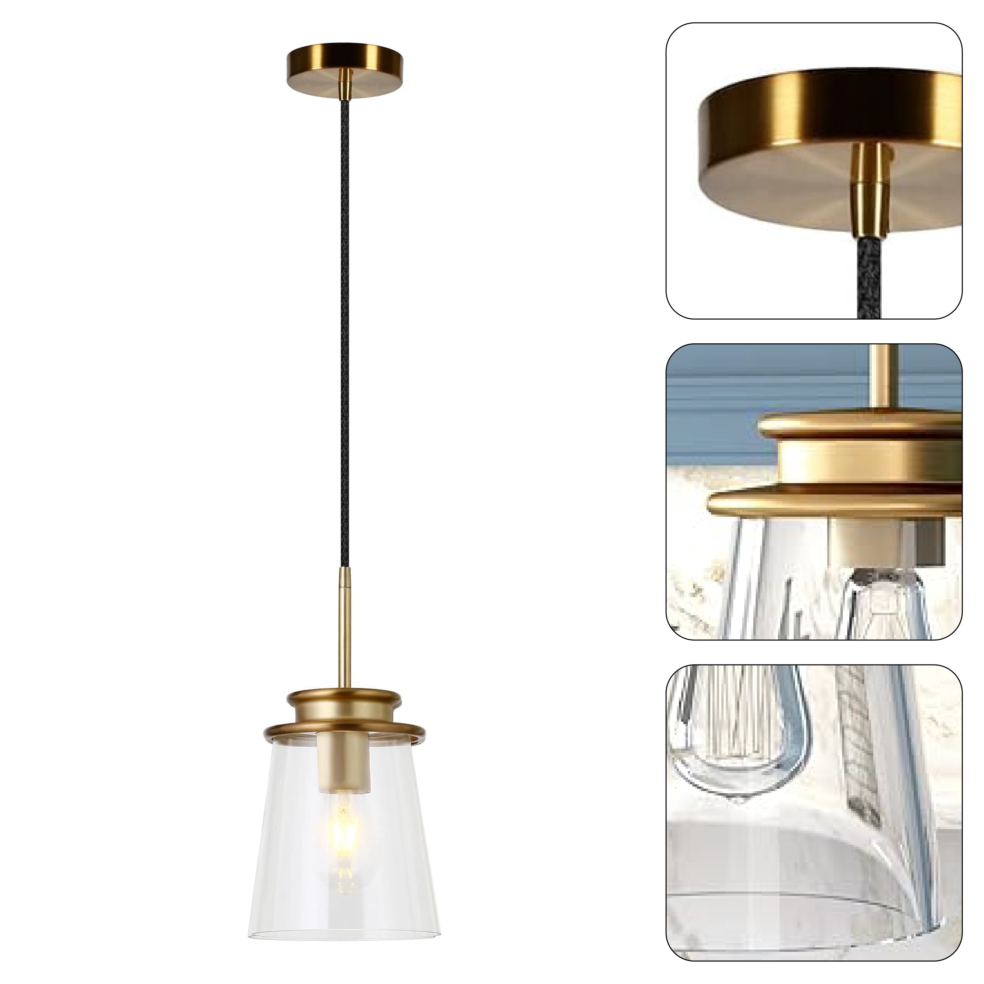 Modern pendant Light Brass fixture Light Glass shade Light