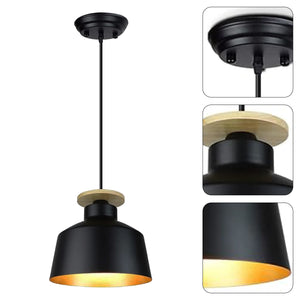 55 Inch industrial pendant light black and gold hanging light steel and wood island lights