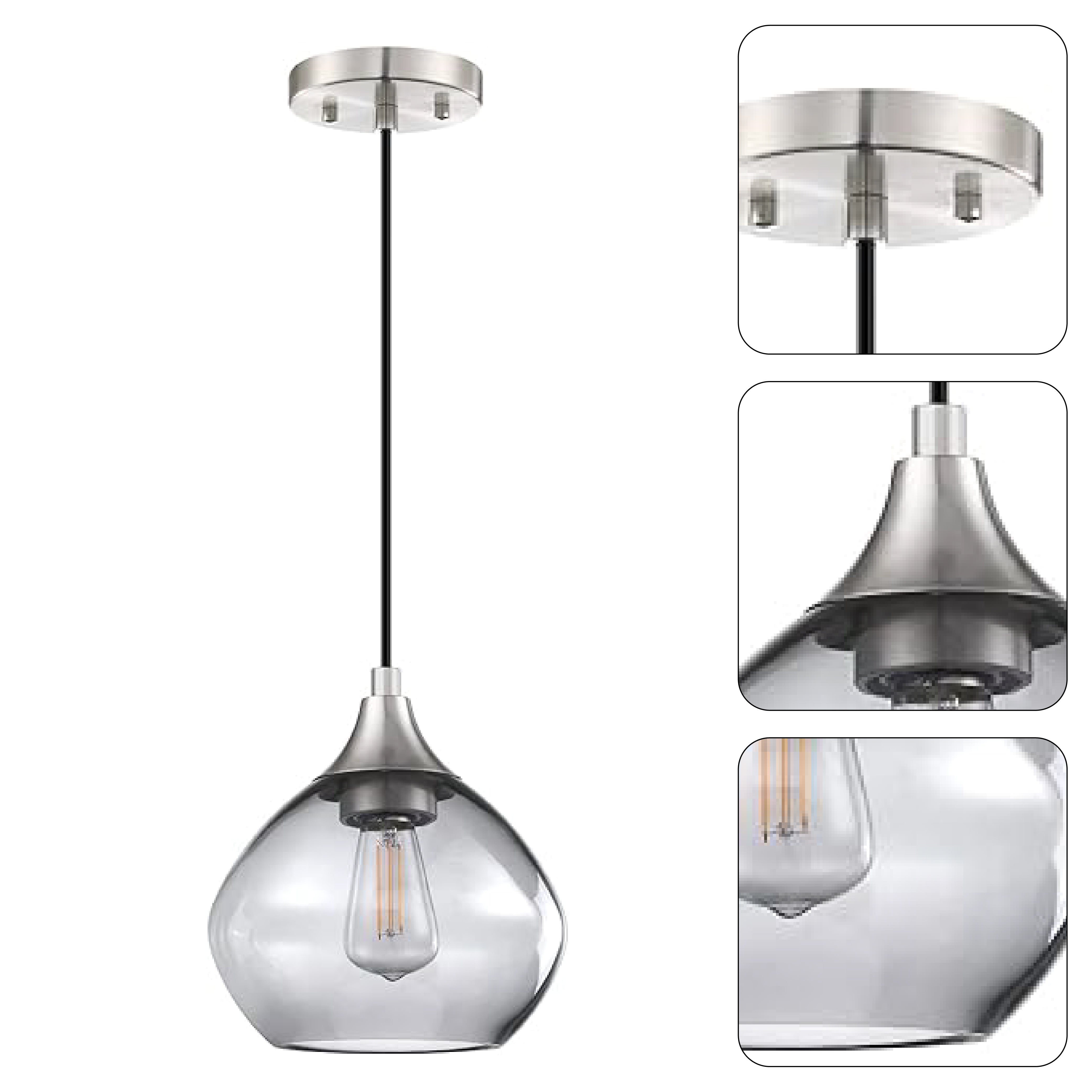 2 Pack light fixtures Silver pendant lights Aluminum kitchen and lighting