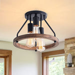 3-Light black semi flush mount ceiling light Metal farmhouse ceiling light Entryway industrial ceiling light