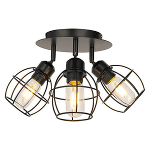 3-Light rustic ceiling light Black industrial flush mount ceiling light Metal entryway light fixture