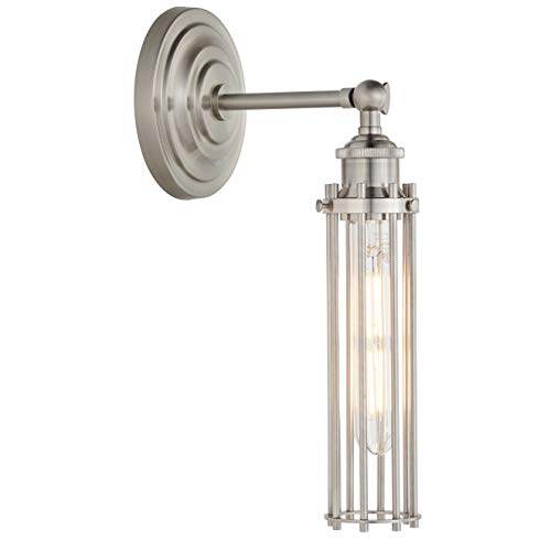 Industrial wall sconce with nickel finish