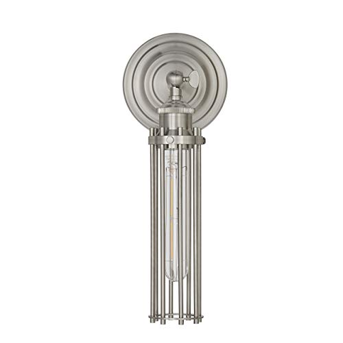 Industrial wall sconce with nickel finish