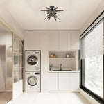 4 Light mount flush light black hallway lighting metal, wood ceiling light