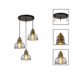 3 Light hangable lights black gold pendant light glass island lights