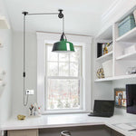Farmhouse bulbs light green plug in light metal pendant light