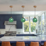 15CM/5.9’’ kitchen lights green hanging lamp glass, metal pendant light