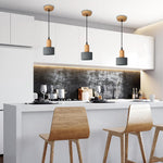 3 Pack bulb light gray pendant lights wood dining room light fixtures