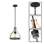 Classic hangable lights oak island lamp glass, metal, wood pendant light