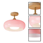 1-Light bulb light glass flush mount ceiling fixture pink ceiling light