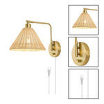 2 Pack plug in wall lamp gold wall sconce metal wall lighting