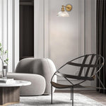 1-Light Modern light fixture gold bedroom lights glass shade , metal base wall lights